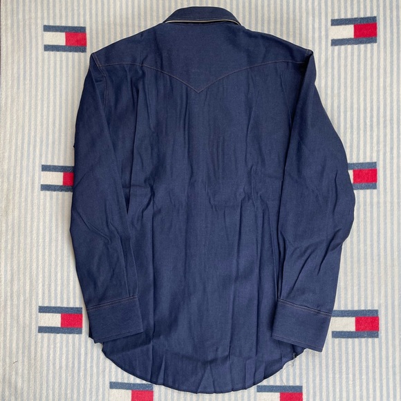 Vintage Wrangler Cowboy Cut Pearl Snap Denim Button Down Shirt NWT - Picture 2 of 12